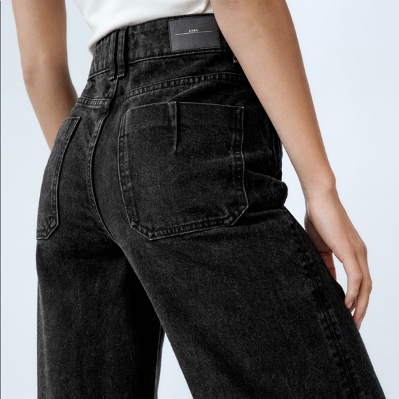 NWT Zara High rise wide leg jeans black size 24 & 28 - Picture 6 of 12